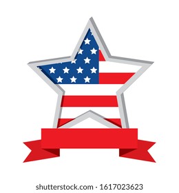 Usa star and ribbon design, United states america independence nation us country and national theme Vector illustration