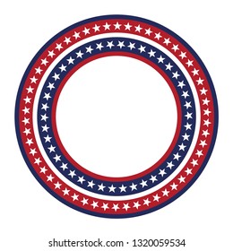 USA star vector pattern round frame. American patriotic circle border with stars and stripes pattern. Abstract geometric. Vector and illustration.