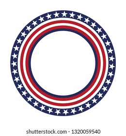 USA star vector pattern round frame. American patriotic circle border with stars and stripes pattern. Abstract geometric. Vector and illustration.