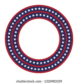 USA star vector pattern round frame. American patriotic circle border with stars and stripes pattern. Abstract geometric. Vector and illustration.