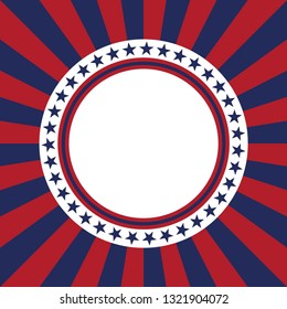 USA star vector pattern round frame. American patriotic circle border with stars and stripes pattern. Abstract geometric. Vector and illustration.