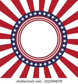 USA star vector pattern round frame. American patriotic circle border with stars and stripes pattern. Abstract geometric. Vector and illustration.
