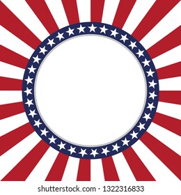 USA star vector pattern round frame. American patriotic circle border with stars and stripes pattern. Abstract geometric. Vector and illustration.