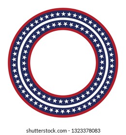 USA star vector pattern round frame. American patriotic circle border with stars and stripes pattern. Abstract geometric. Vector and illustration.