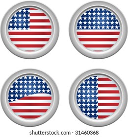 USA Stars and Stripes Buttons Fourth of July