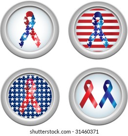 USA Stars and Stripes Buttons Fourth of July