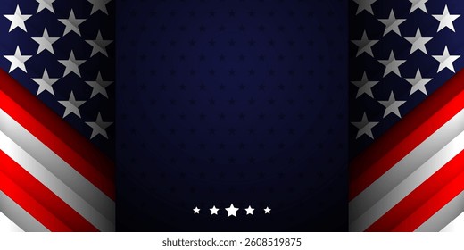 USA stars and stripes patriotic design background copy space for Independence, Memorial, Veteran's, fourth of july, Presidents and Columbus Day, Vector Illustration