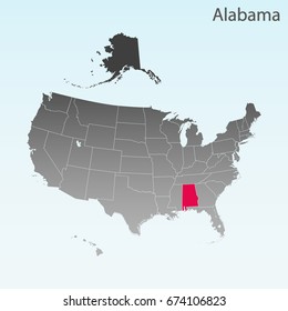 USA state Of Alabama map