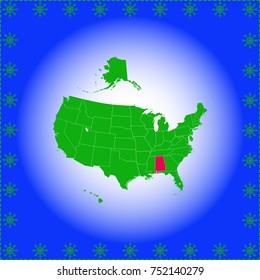 USA state Of alabama map