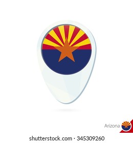 USA State Arizona flag location map pin icon on white background. Vector Illustration.