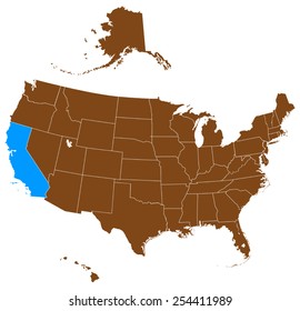 USA state Of California map
