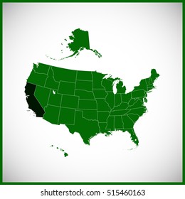USA state Of California map