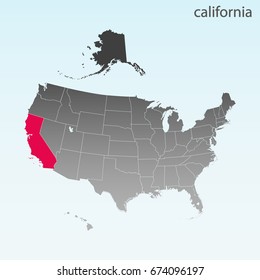 USA state Of California map