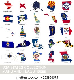 USA state collection, maps and flags, part 1