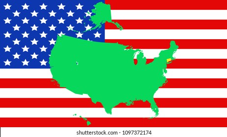 USA state Of connecticut map on a flag background