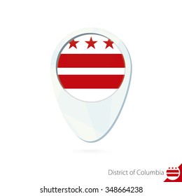USA State District of Columbia flag location map pin icon on white background. Vector Illustration.