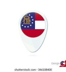 USA State Georgia flag location map pin icon on white background. Vector Illustration.