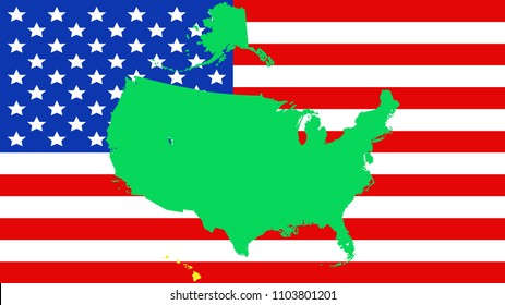 USA state Of Hawaii map on a flag background