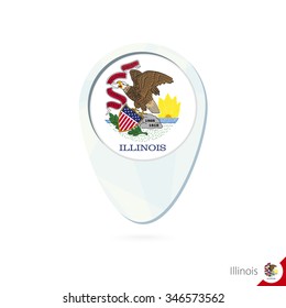 USA State Illinois flag location map pin icon on white background. Vector Illustration.