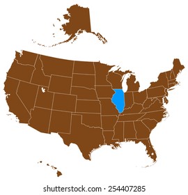 USA state Of Illinois map