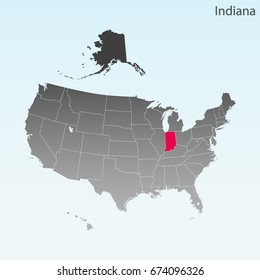 USA state Of Indiana map 