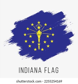 USA State Indiana Vector Flag Design Template. Indiana Flag for Independence Day. Grunge Indiana Flag