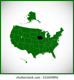 USA state Of Iowa map 