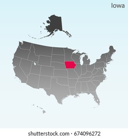 USA state Of Iowa map 