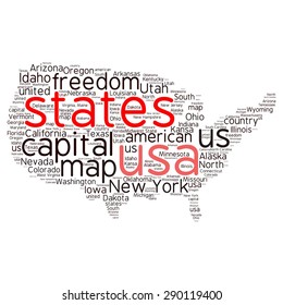 USA state map tag cloud vector illustration