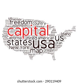 USA state map tag cloud vector illustration
