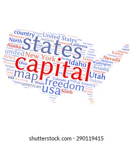 USA state map tag cloud vector illustration