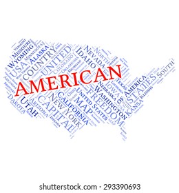 USA state map tag cloud vector illustration