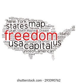 USA state map tag cloud vector illustration