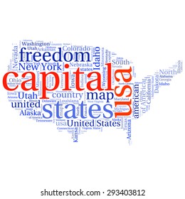 USA state map tag cloud vector illustration