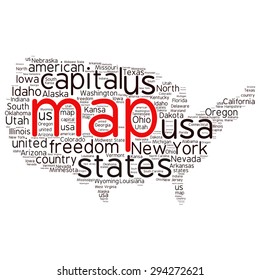 USA state map tag cloud vector illustration