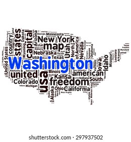 USA state map tag cloud vector illustration