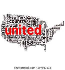 USA state map tag cloud vector illustration