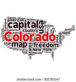 USA state map tag cloud vector illustration