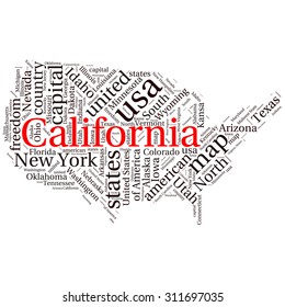 USA state map tag cloud vector illustration