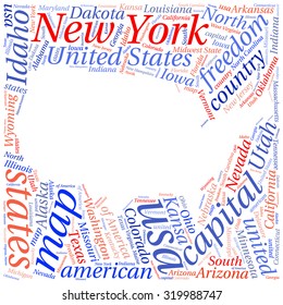 USA state map tag cloud vector illustration