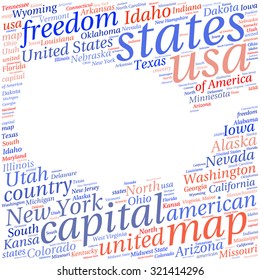 USA state map tag cloud vector illustration