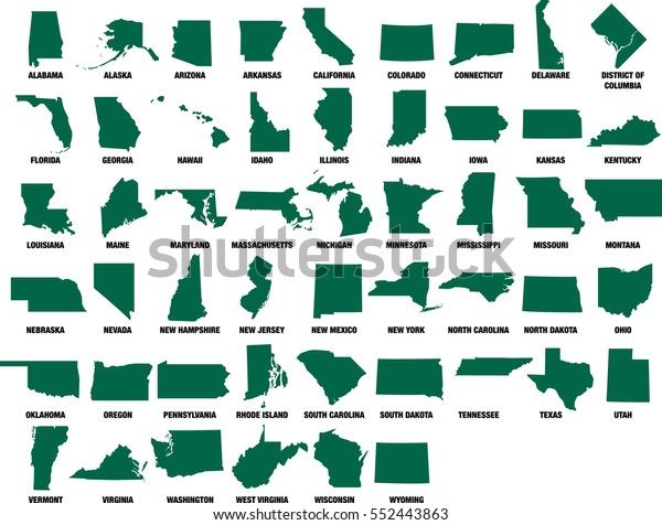 Usa State Maps Vector Silhouettes Isolated Stock Vector Royalty Free