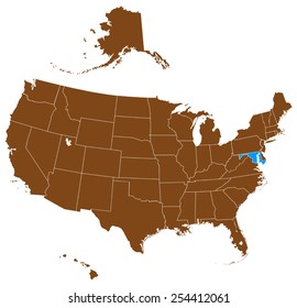 USA state Of Maryland map