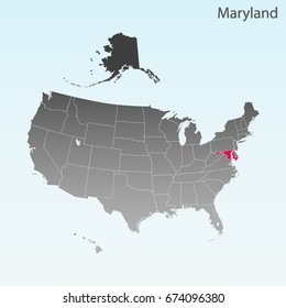 USA state Of Maryland map