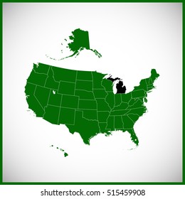 USA state Of Michigan map