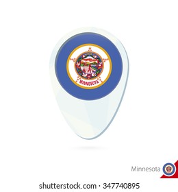 USA State Minnesota flag location map pin icon on white background. Vector Illustration.