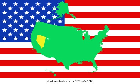 USA state Of Nevada map on a flag background