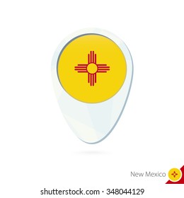 USA State New Mexico Flag Location Map Pin Icon On White Background. Vector Illustration.