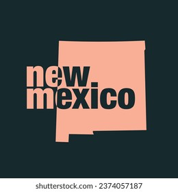 USA state New Mexico map typography.