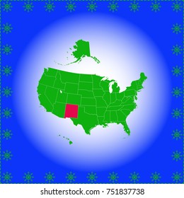 USA state Of New Mexico map